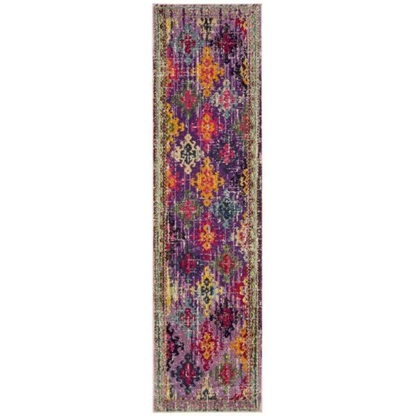 2 ft. - 2 in. x 8 ft. Monaco Power Loomed Runner Rug - Purple and Multi Color, Safavieh, Mfr#: MNC244P-28